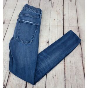 AGOLDE Women's Sophie High Rise Skinny Jeans SIZE 25 Dark Distressed